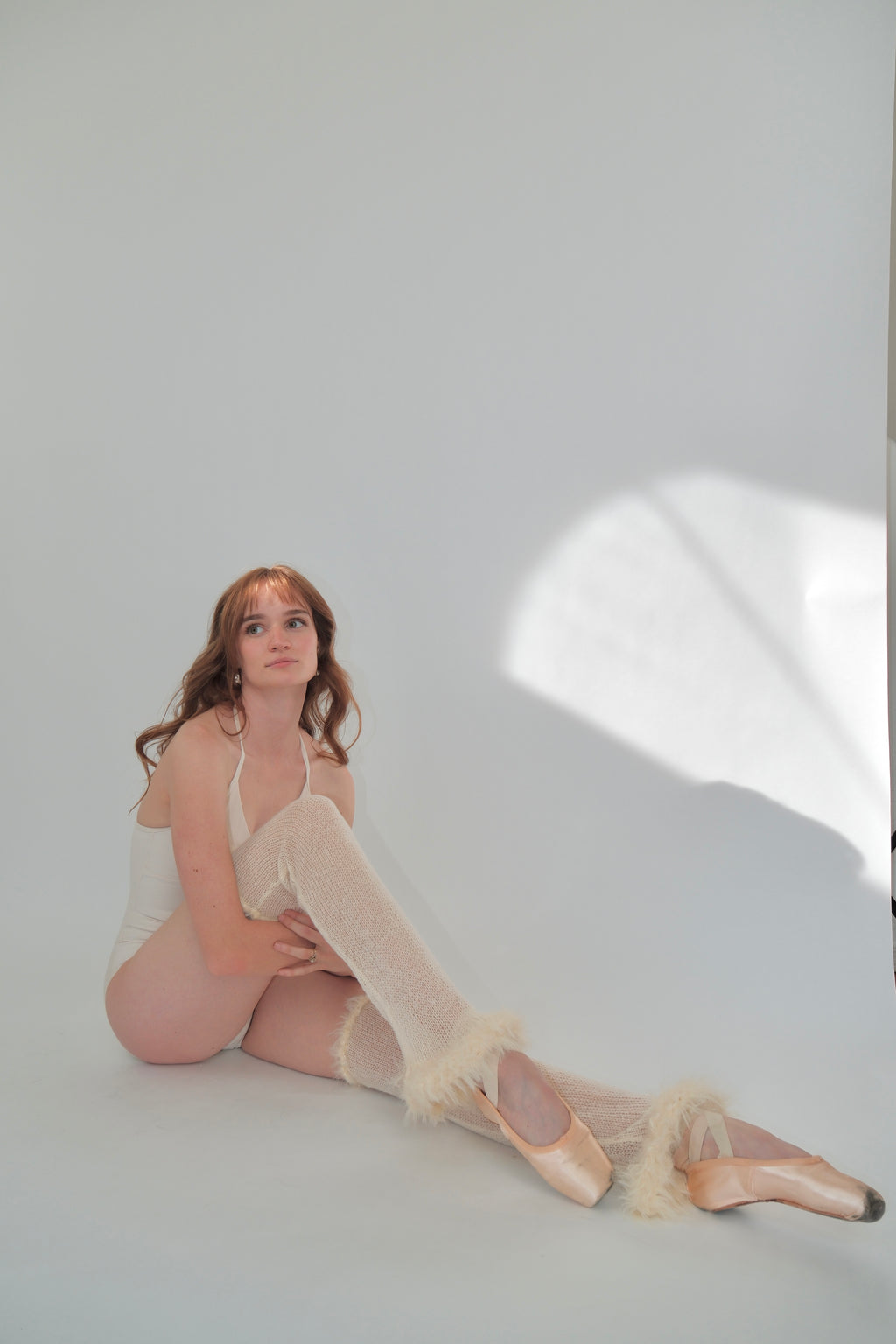 Mohair Sugarplum Furry Leg Warmer - Ivory