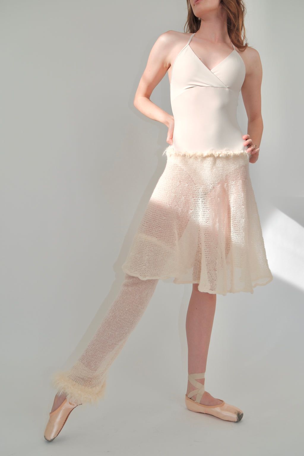 Mohair Sugarplum Furry Leg Warmer - Ivory