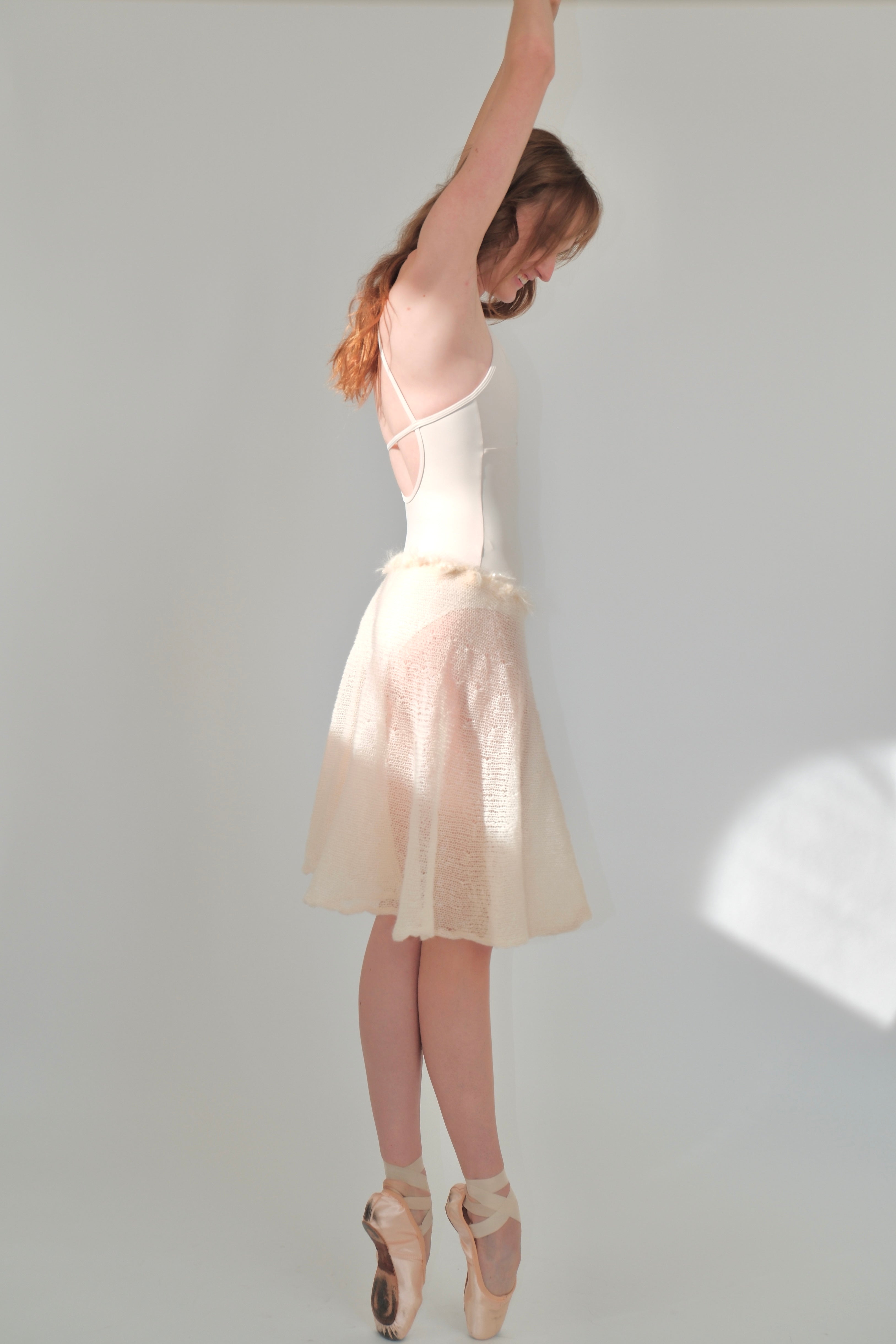 Mohair Sugarplum Furry Skirt - Ivory (Mid)