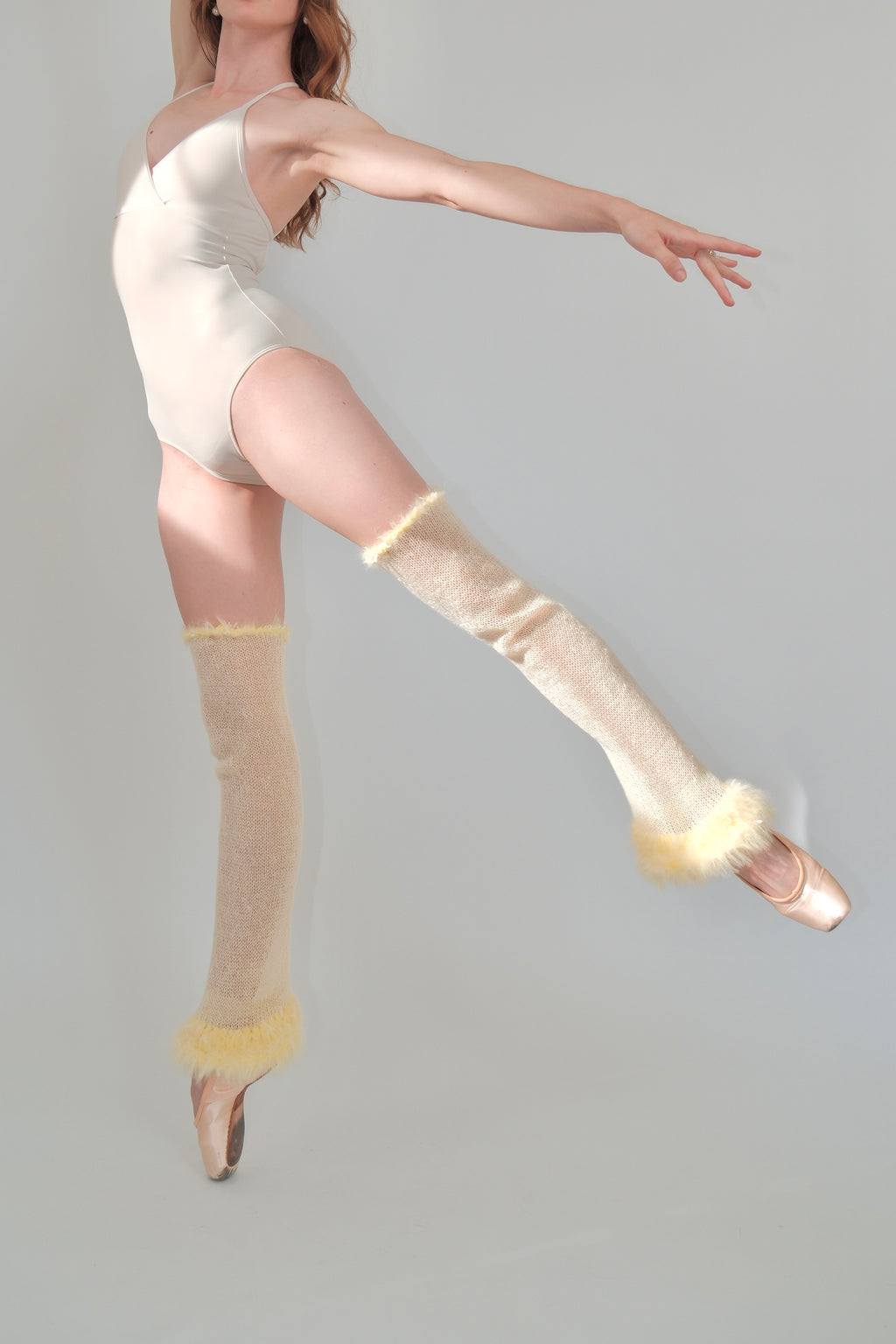 Mohair Sugarplum Furry Leg Warmer - Lemon Custard