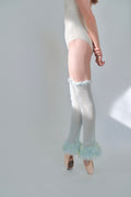 Mohair Sugarplum Furry Leg Warmer - Seafoam