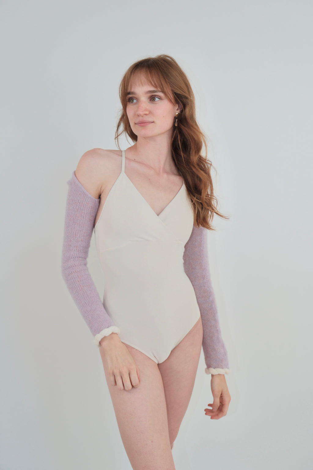 Cashmere Buttercream Cuff Shrug/Scarf - Opal Mauve / Cream