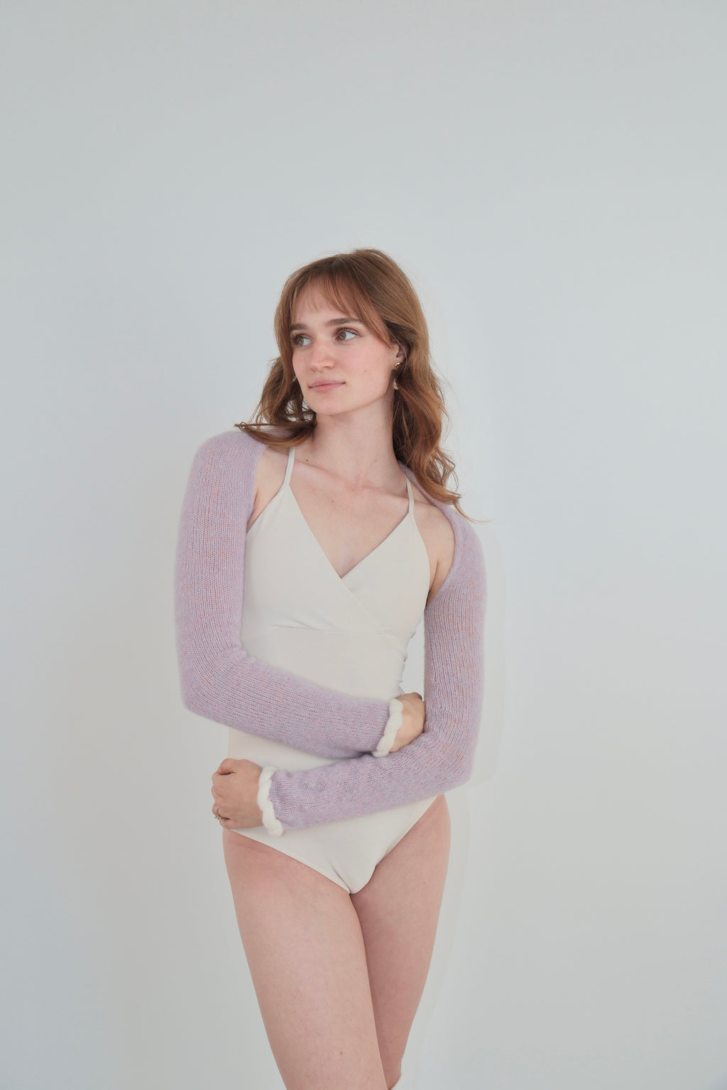 Cashmere Buttercream Cuff Shrug/Scarf - Opal Mauve / Cream