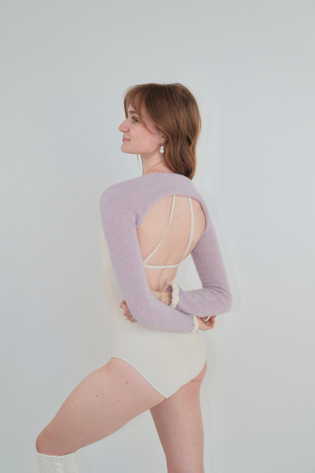 Cashmere Buttercream Cuff Shrug/Scarf - Opal Mauve / Cream