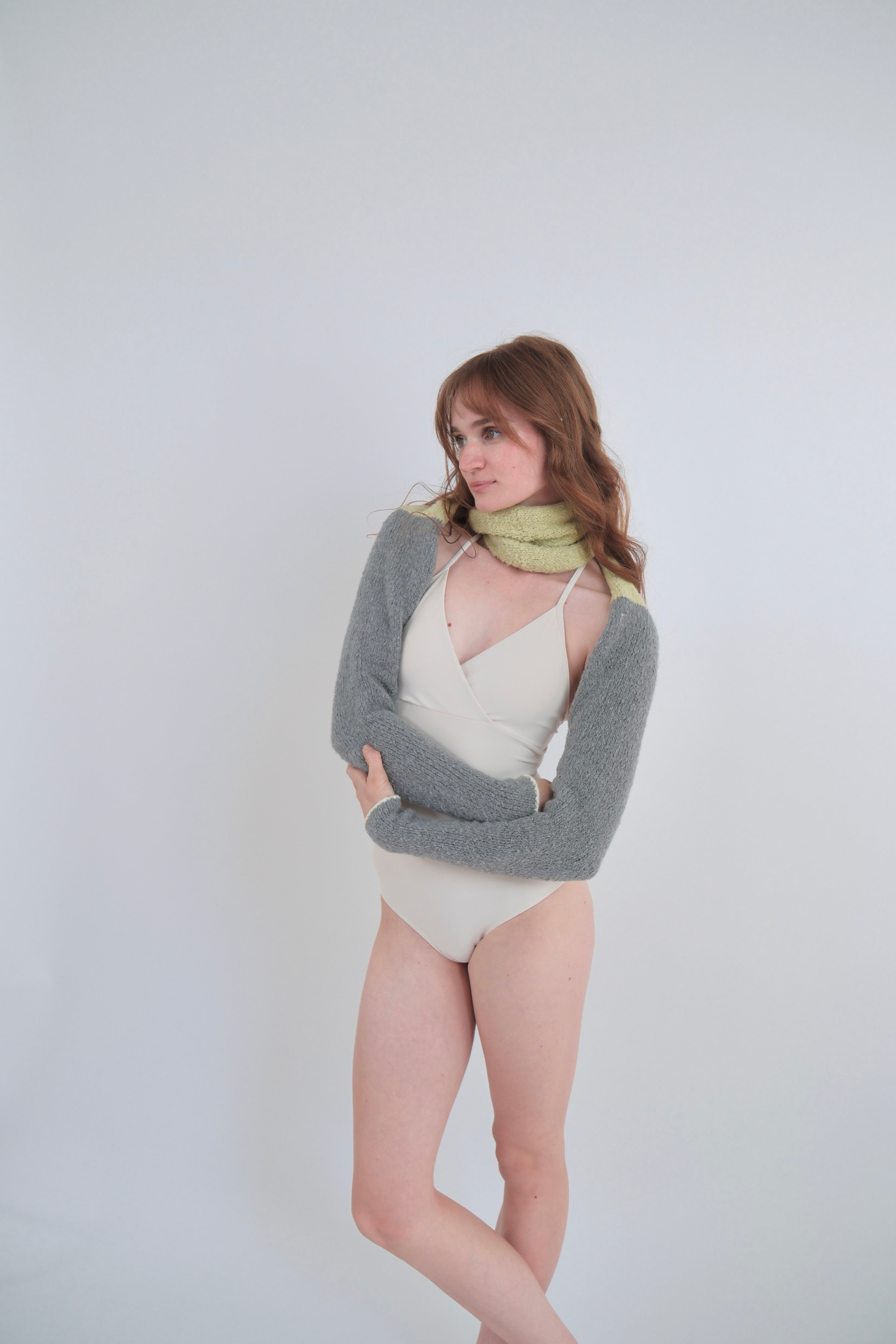 Wrap Around Shawl/Scarf - Moss Green / Grey