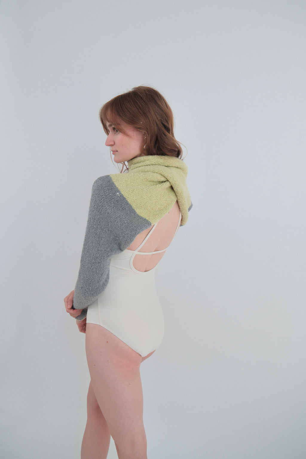 Wrap Around Shawl/Scarf - Moss Green / Grey