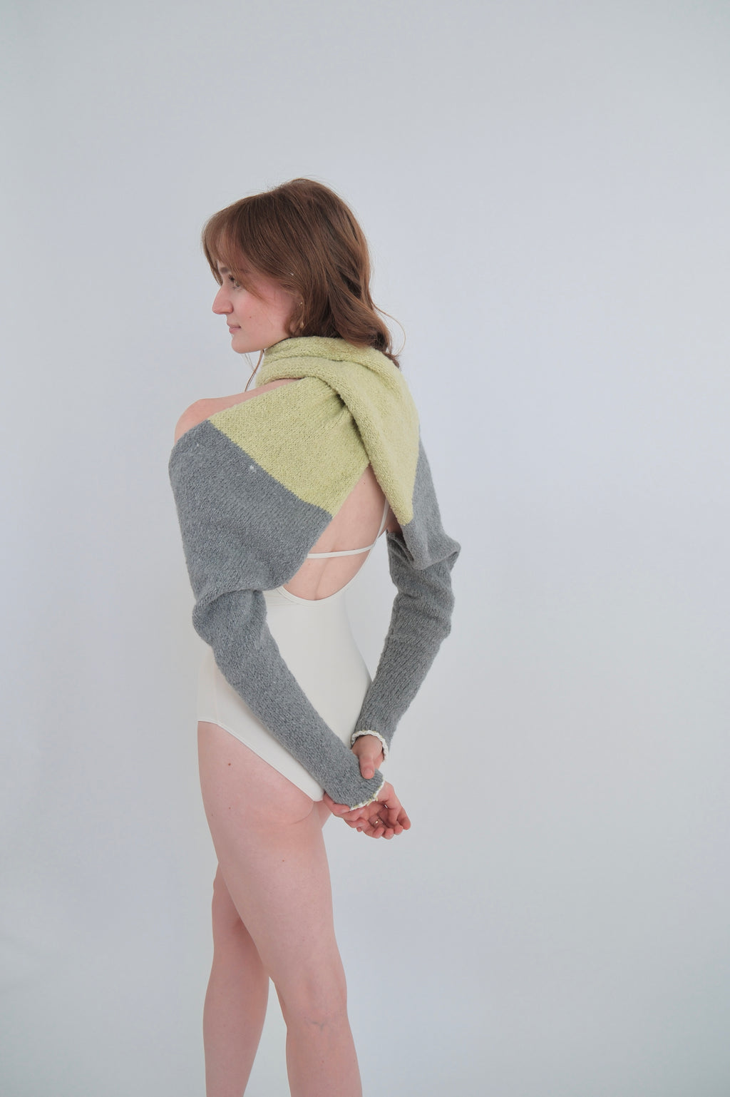 Wrap Around Shawl/Scarf - Moss Green / Grey