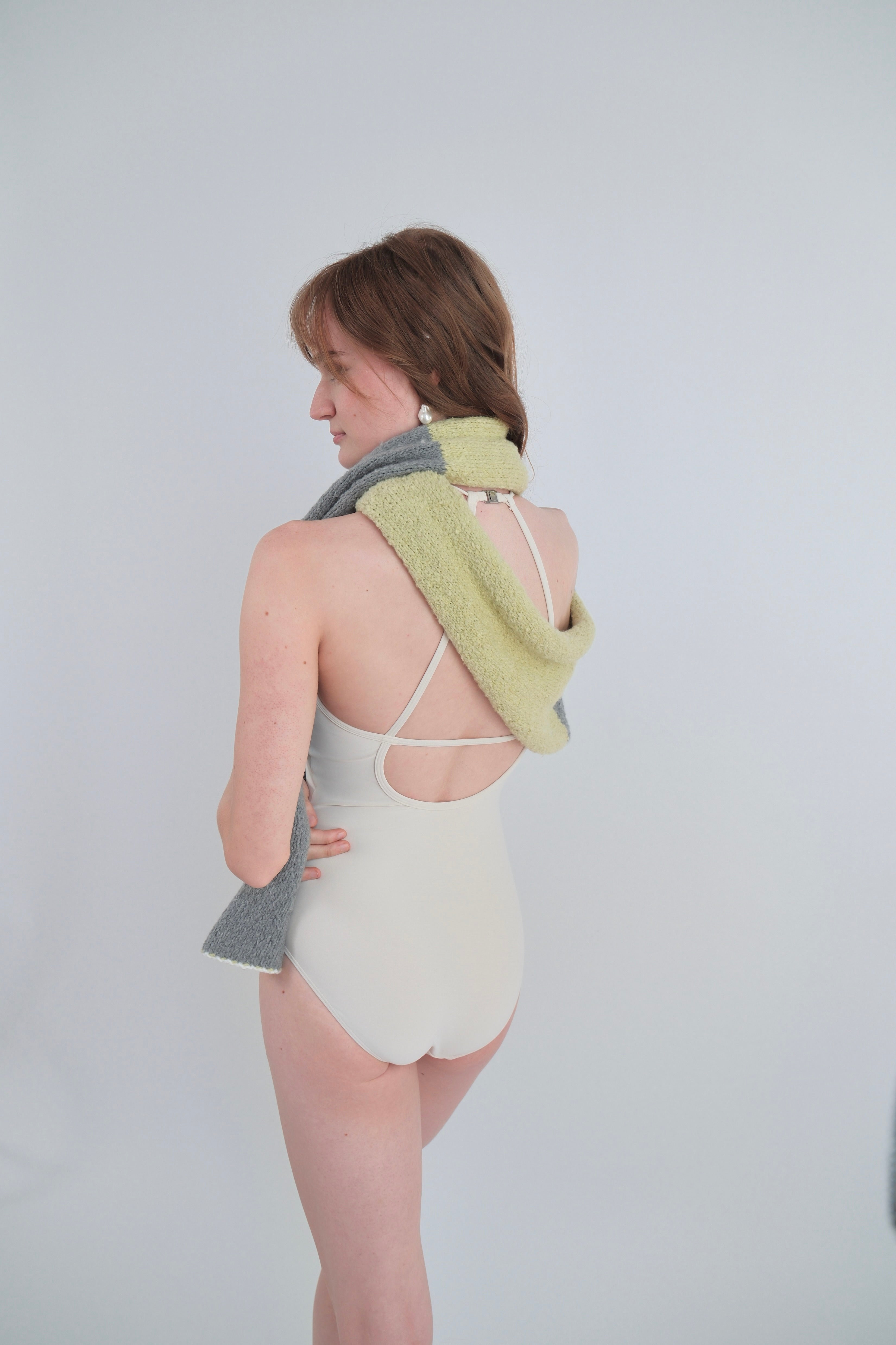 Wrap Around Shawl/Scarf - Moss Green / Grey