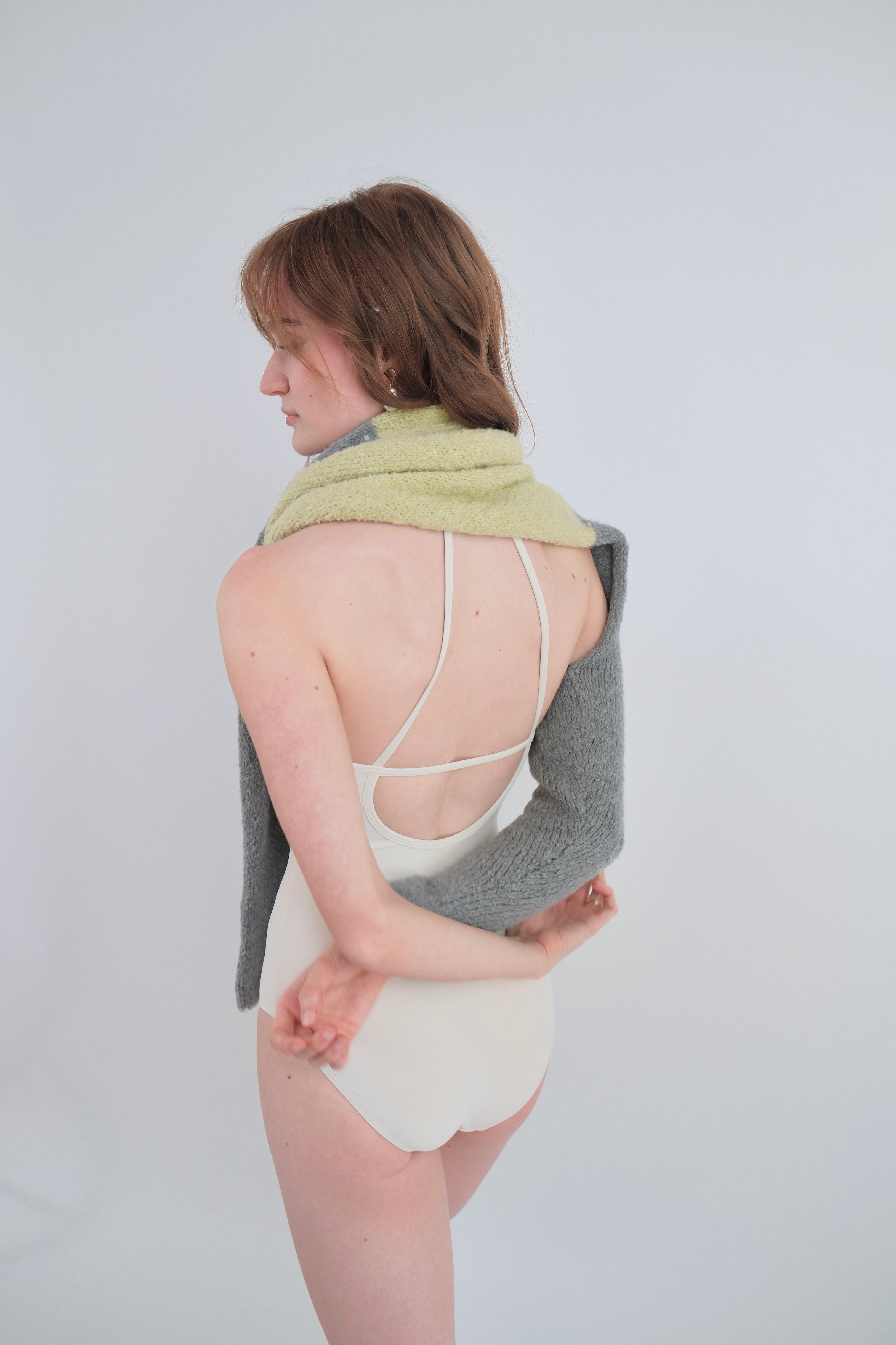 Wrap Around Shawl/Scarf - Moss Green / Grey