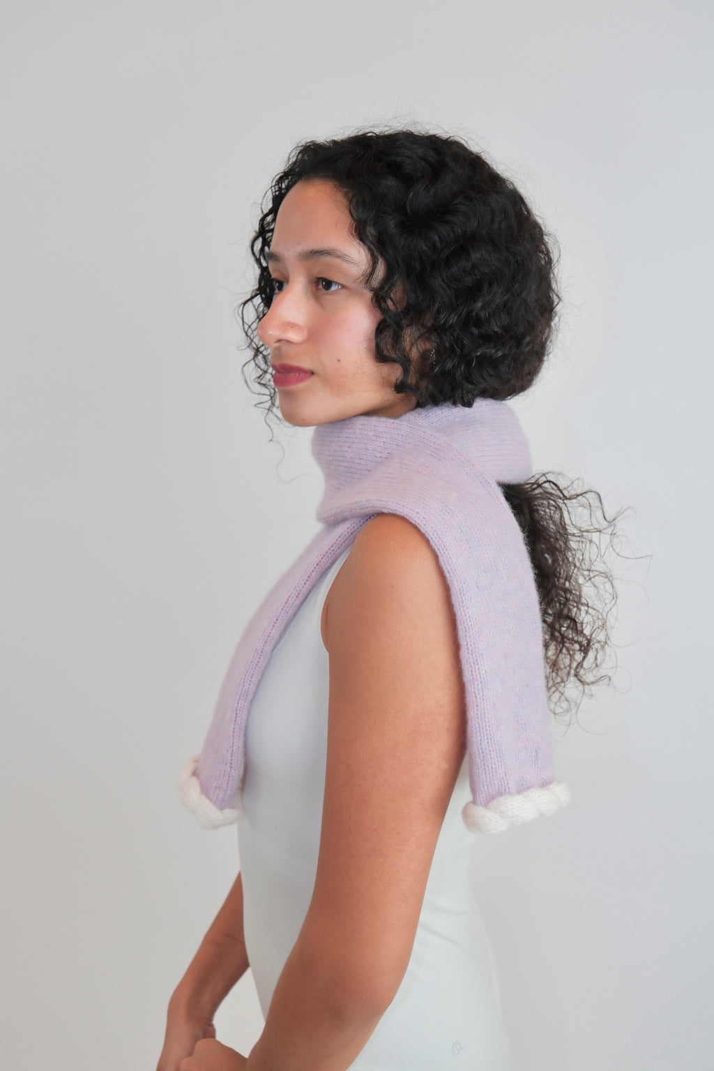 Cashmere Buttercream Cuff Shrug/Scarf - Opal Mauve / Cream