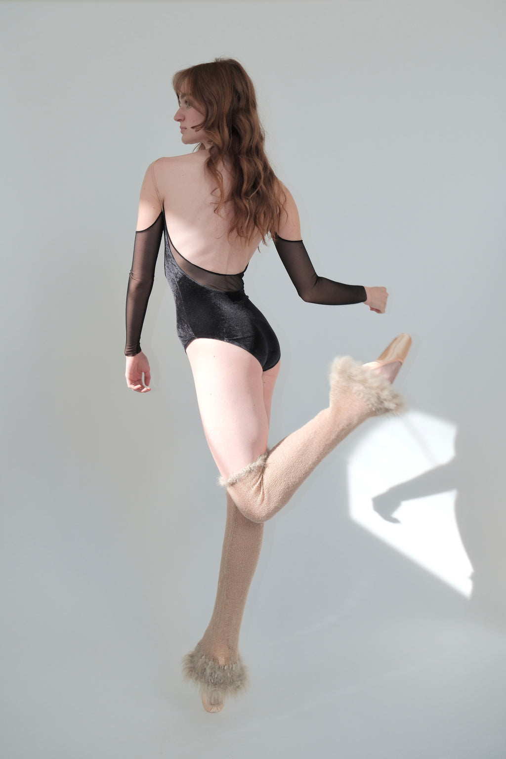 Mohair Sugarplum Furry Leg Warmer - Latte