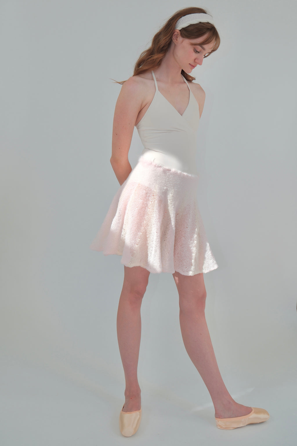 Mohair Sugarplum Furry Skirt - Petal Pink / Ivory (Short)