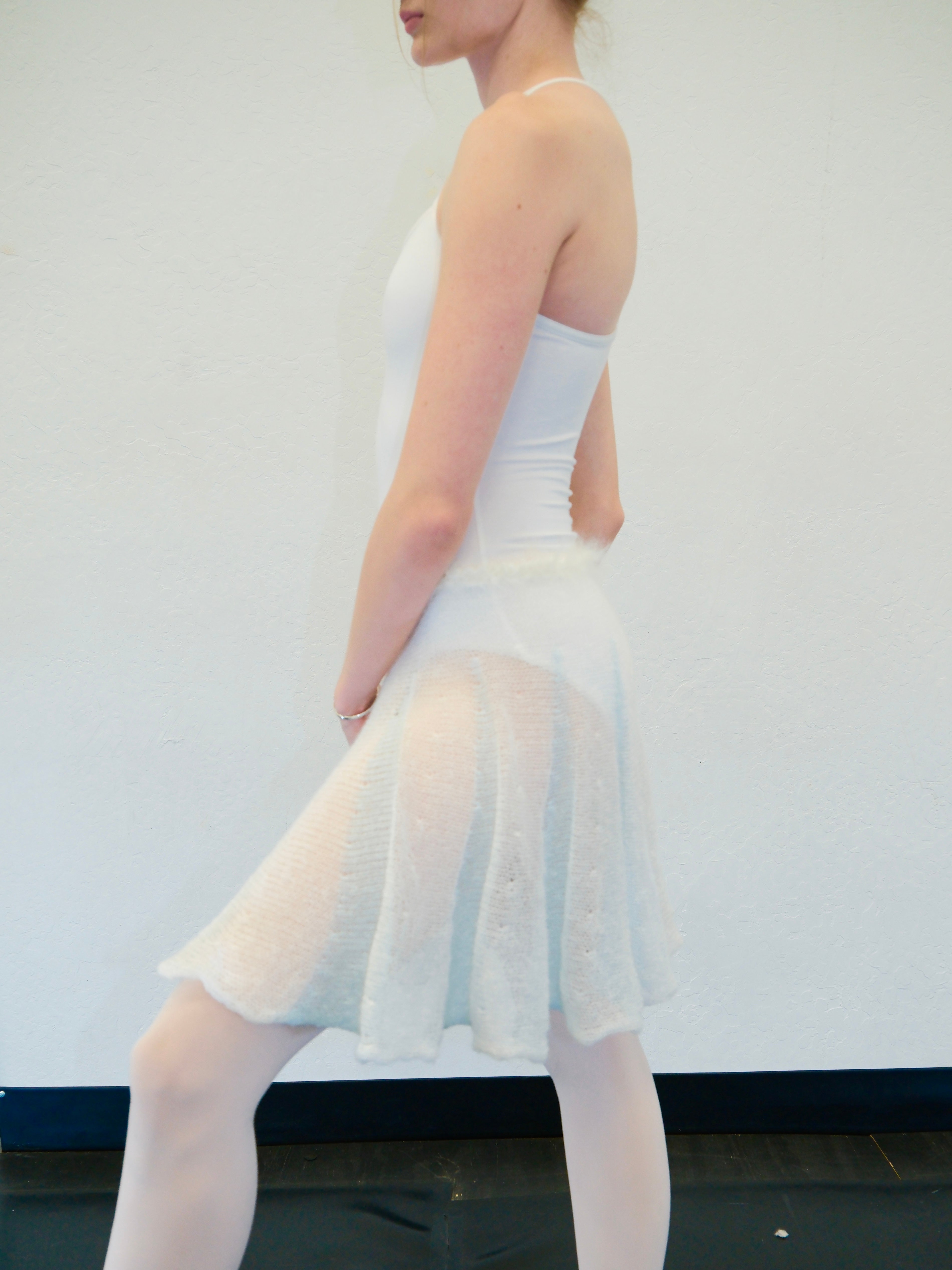 Mohair Sugarplum Furry Skirt - Seafoam / Cream (Short)