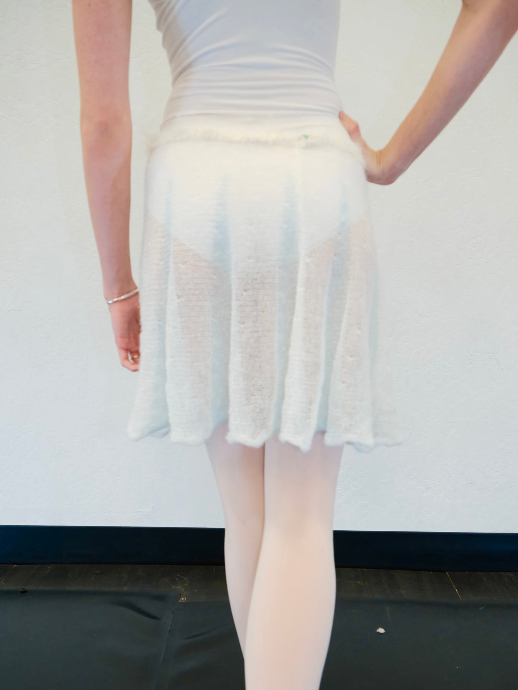 Mohair Sugarplum Furry Skirt - Seafoam / Cream (Short)