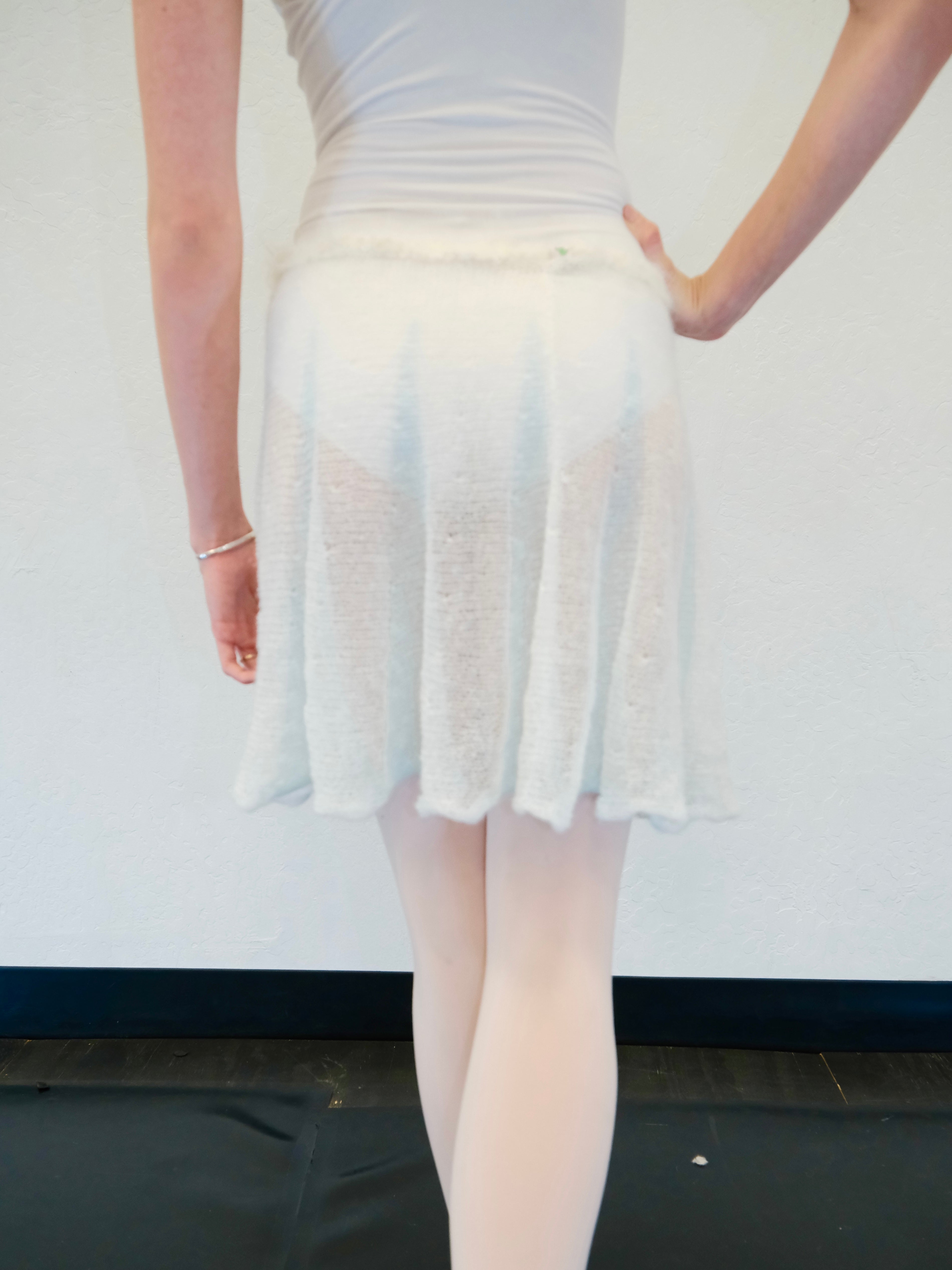 Mohair Sugarplum Furry Skirt - Seafoam / Cream (Short)