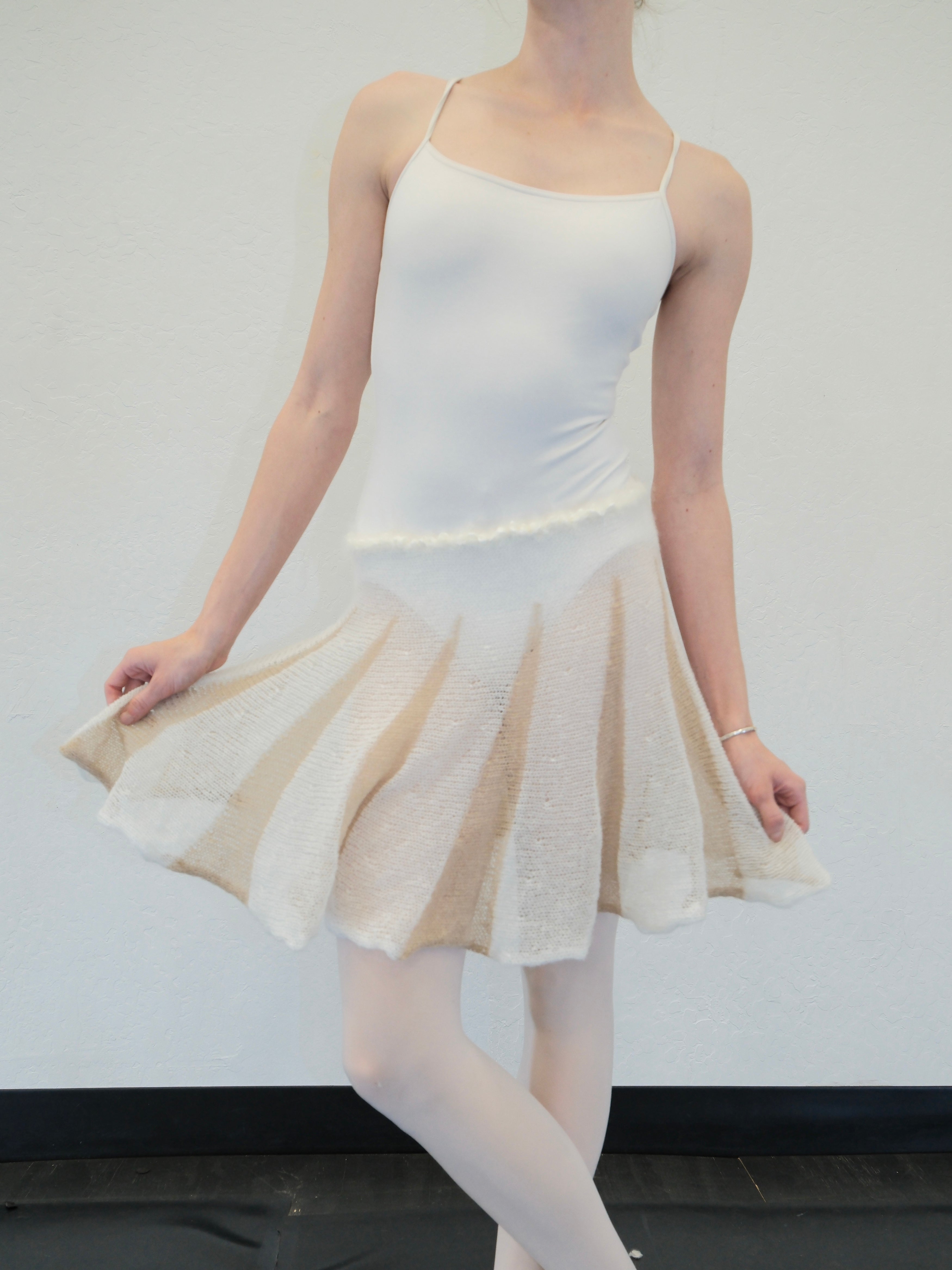 Mohair Sugarplum Furry Skirt - Latte / Cream (Short)