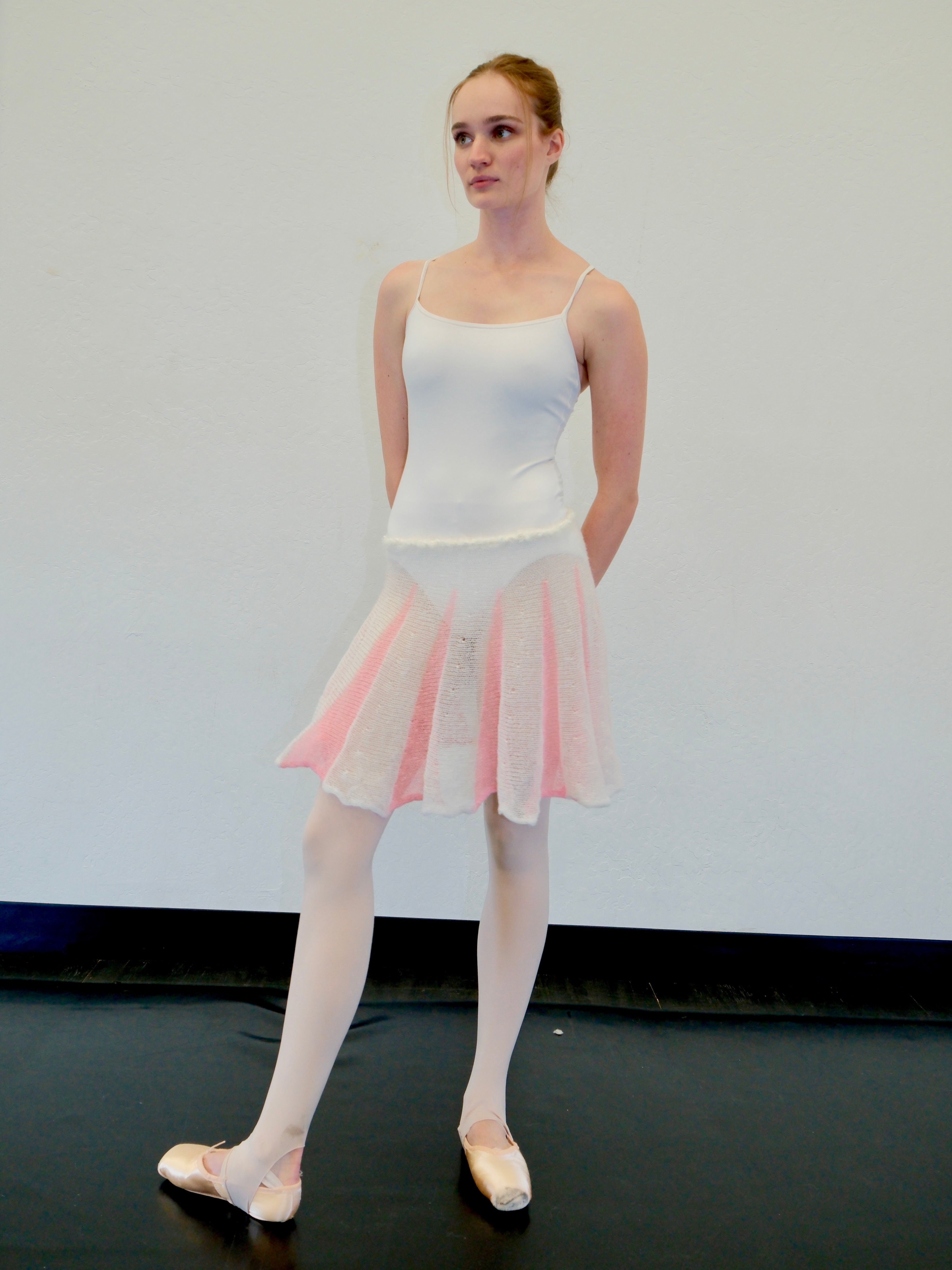 Mohair Sugarplum Furry Skirt - Coral Pink / Cream (Short)