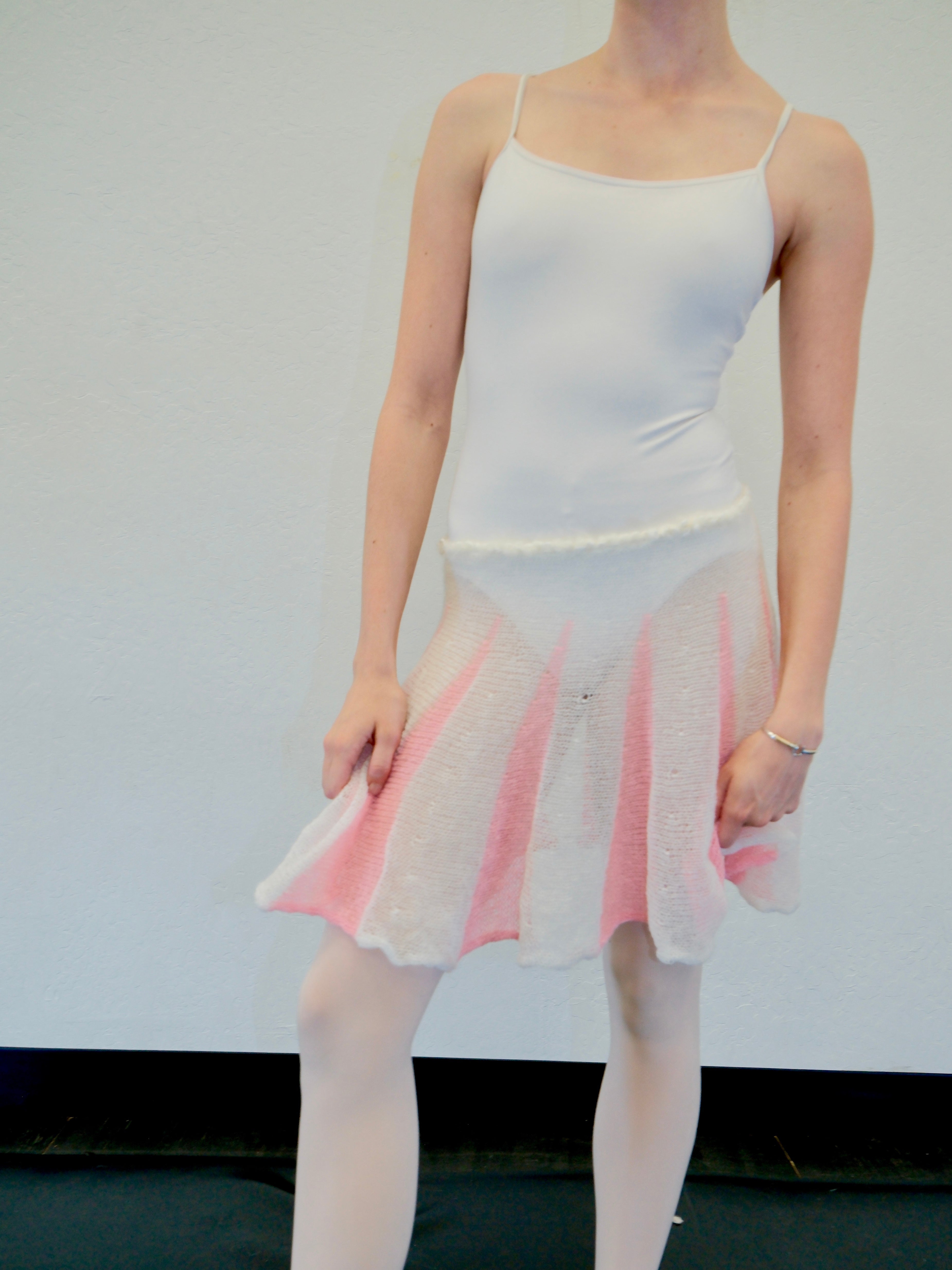 Mohair Sugarplum Furry Skirt - Coral Pink / Cream (Short)