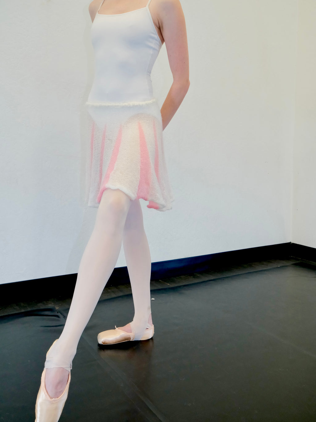 Mohair Sugarplum Furry Skirt - Coral Pink / Cream (Short)