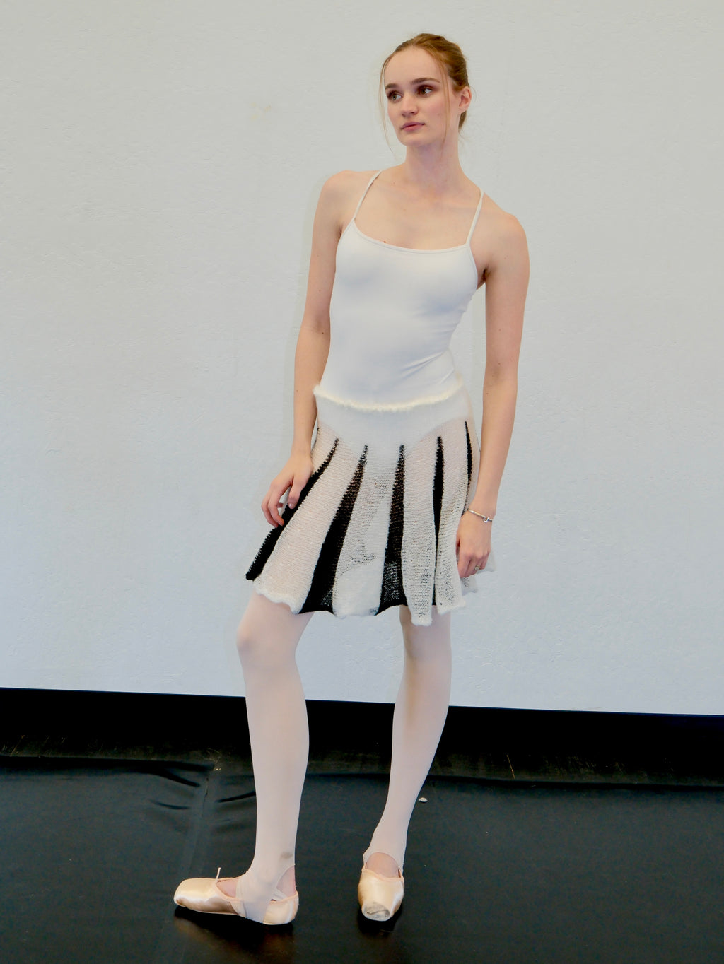 Mohair Sugarplum Furry Skirt - Onyx / Cream (Short)