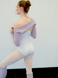 Cashmere Buttercream Cuff Shrug/Scarf - Opal Mauve / Cream (Cable Knit)