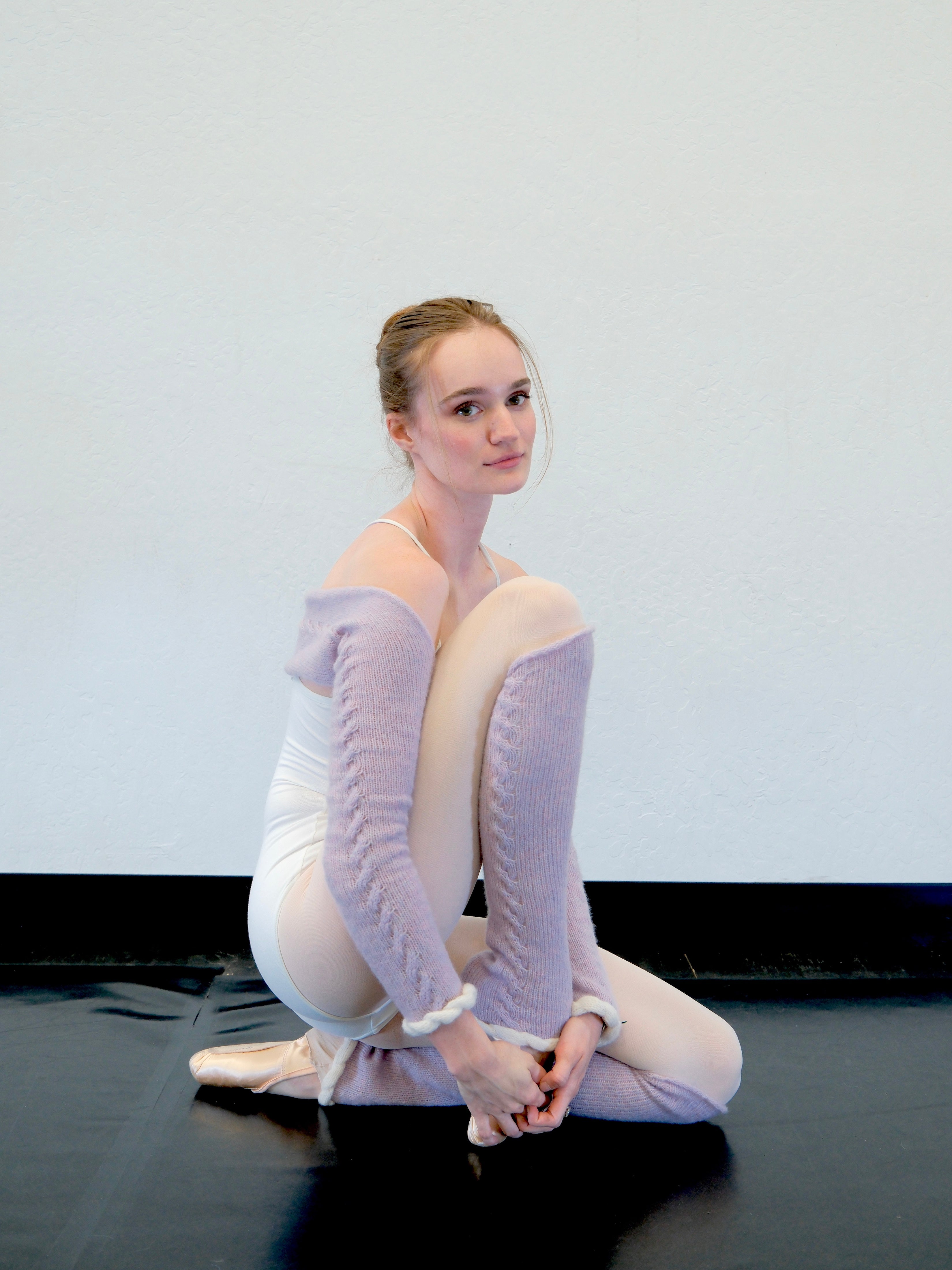 Cashmere Buttercream Cuff Leg Warmer - Opal Mauve / Cream (Cable Knit)