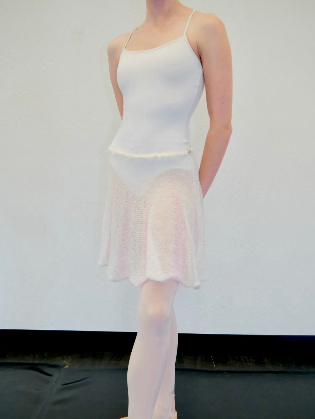 Mohair Sugarplum Furry Skirt - Petal Pink / Cream (Short)