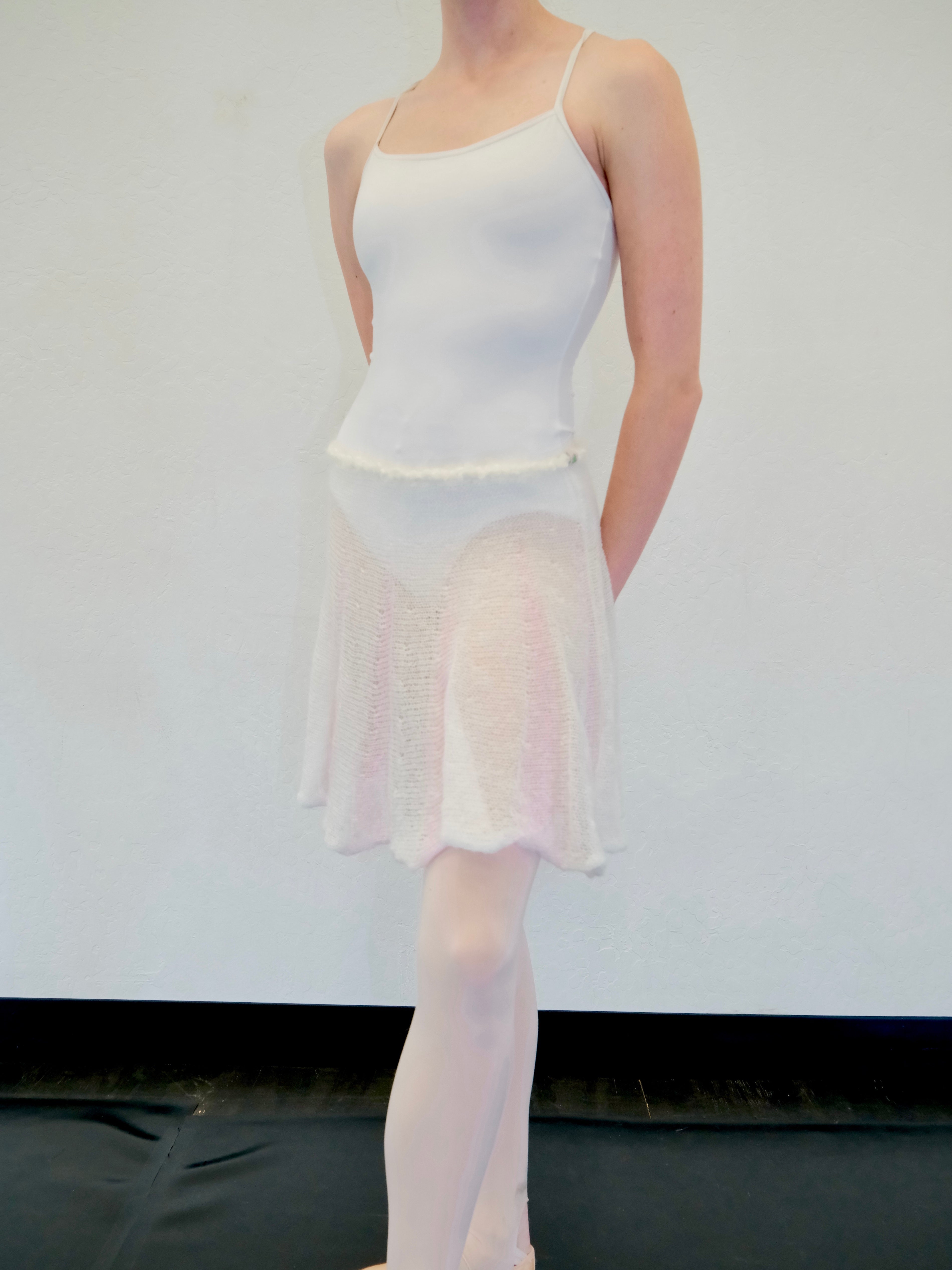 Mohair Sugarplum Furry Skirt - Petal Pink / Cream (Short)