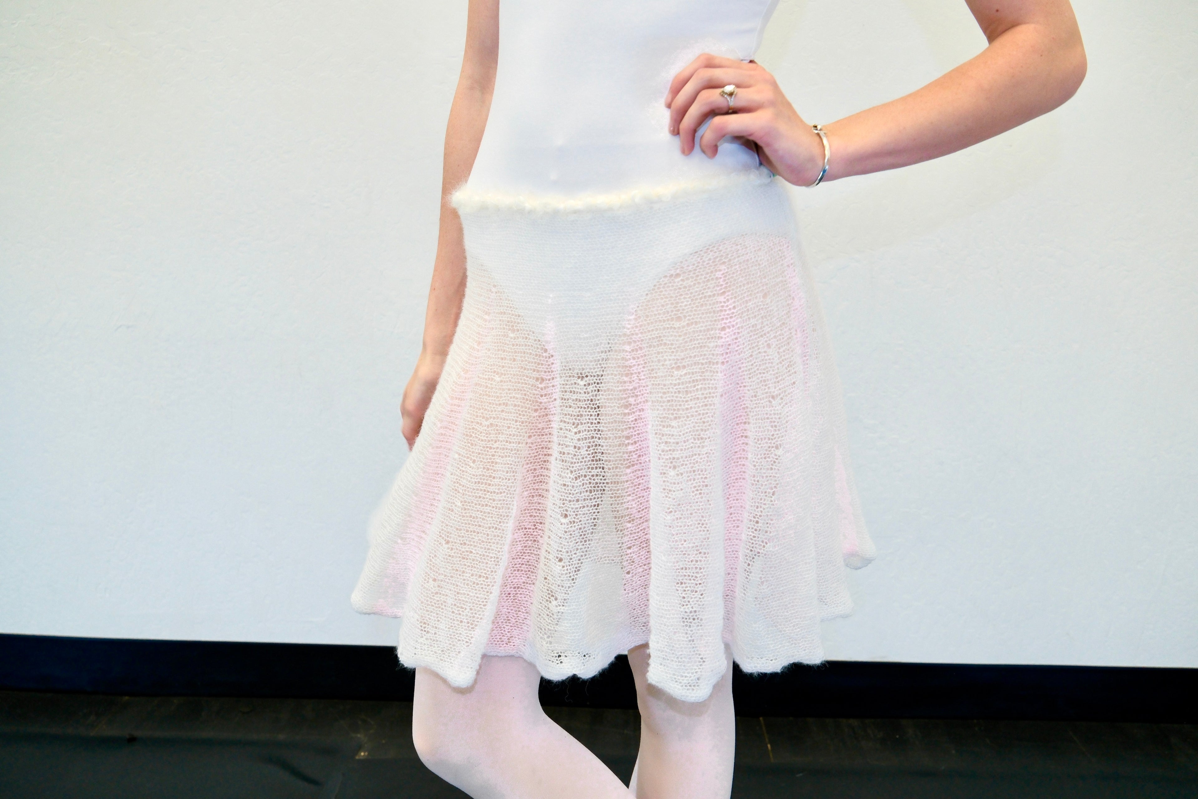 Mohair Sugarplum Furry Skirt - Petal Pink / Cream (Short)
